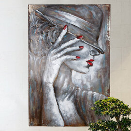 Omvara Metal Lady in the Shadow Wall Art in Brown and White