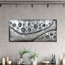 Omvara Metal Raised Dot Details Wall Art in Silver