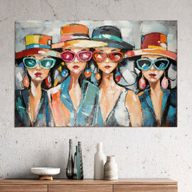 Omvara Metal Red Lips 4 Women Wall Art in Multicolour
