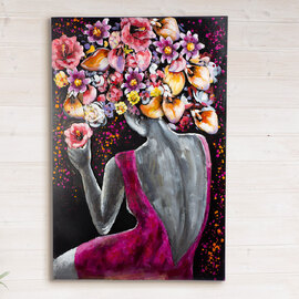 Omvara Metal Women Flower Wall Art in Multicolour