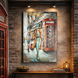 Omvara Metal Women Wall Art in Grey and Red