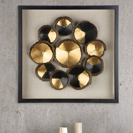 Omvara Plastic Geometric Wall Art in Black and Gold
