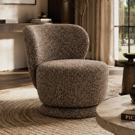 Omviro Fabric Swivel Accent Chair in Hazlenut