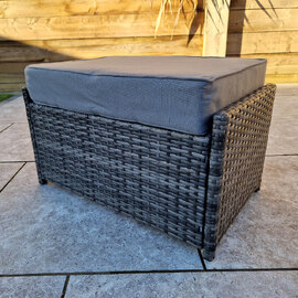Onamia Rattan Garden Ottoman With Cushion In Grey