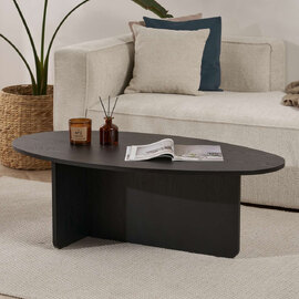 Onara Oval Wooden Coffee Table in Black