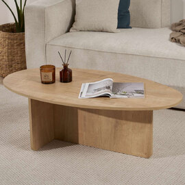 Onara Oval Wooden Coffee Table in Oak