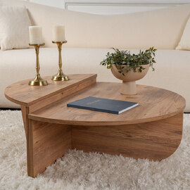 Onelio Oval Wooden Nest Of 2 Coffee Table in Atlantic Pine