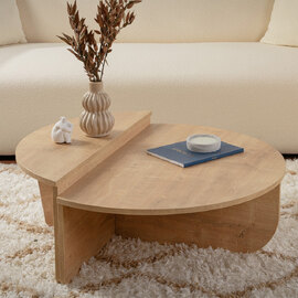 Onelio Oval Wooden Nest Of 2 Coffee Table in Honey Oak
