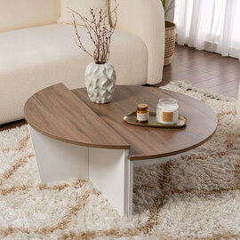 Onelio Oval Wooden Nest Of 2 Coffee Table in Walnut and White