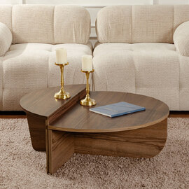 Onelio Oval Wooden Nest Of 2 Coffee Table in Walnut