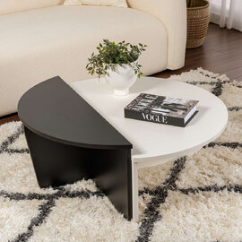 Onelio Oval Wooden Nest Of 2 Coffee Table in White and Black