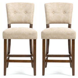 Ontario Beige Bison Fabric Bar Chairs In Pair