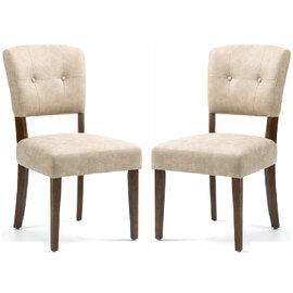 Ontario Beige Bison Fabric Dining Chairs In Pair