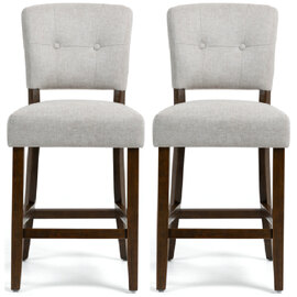 Ontario Beige Fabric Bar Chairs In Pair