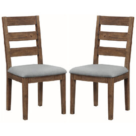 Ontario Dark Oak Wooden Dining Chairs With Fabric Seat In Pair