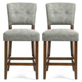 Ontario Grey Bison Fabric Bar Chairs In Pair