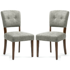 Ontario Grey Bison Fabric Dining Chairs In Pair
