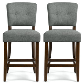 Ontario Grey Fabric Bar Chairs In Pair