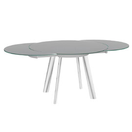 Ontario Grey Glass Extending Dining Table With Stainless Steel Base