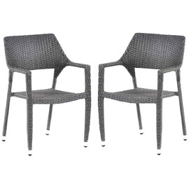 Onyx Grey Outdoor Rattan Armchair In Pair