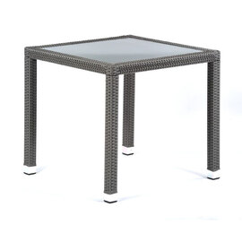 Onyx Rattan Square Dining Table With Glass Top In Dark Grey