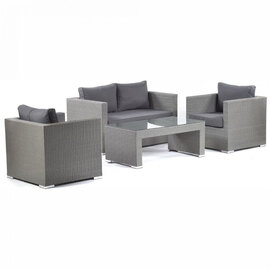 Onyx Rattan Sofa Set With Coffee Table In Dark Grey