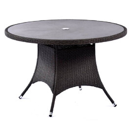 Onyx Rattan Round Dining Table In Ceramic Glass Top