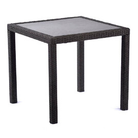 Onyx Rattan Square Dining Table In Ceramic Glass Top