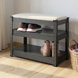 Oraibi Metal Shoe Rack In Anthracite And Grey