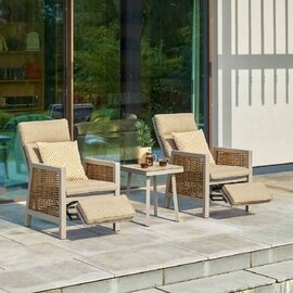 Orbit Aluminium Outdoor Reclining Lounge Set in Beige