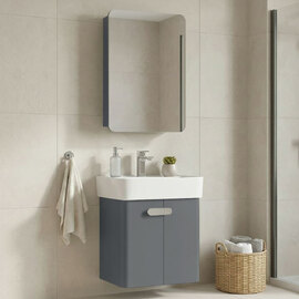 Orbit Wooden Wall Mounted Bathroom Furniture Set in Grey
