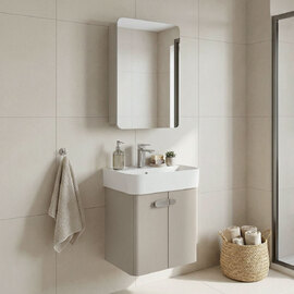 Orbit Wooden Wall Mounted Bathroom Furniture Set in Mink