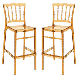 Oregon Amber Transparent Polycarbonate Bar Stools In Pair