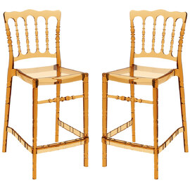 Oregon Amber Transparent Polycarbonate Bistro Chairs In Pair