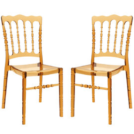 Oregon Amber Transparent Polycarbonate Side Chairs In Pair
