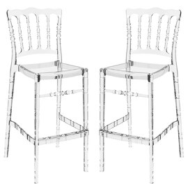 Oregon Clear Transparent Polycarbonate Bar Stools In Pair