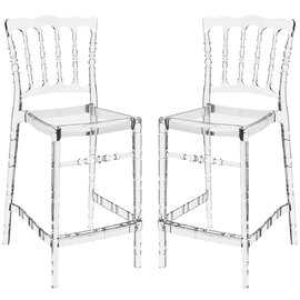 Oregon Clear Transparent Polycarbonate Bistro Chairs In Pair