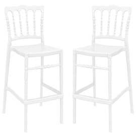 Oregon Glossy White Polycarbonate Bar Stools In Pair