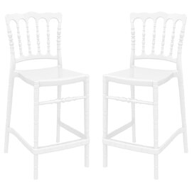 Oregon Glossy White Polycarbonate Bistro Chairs In Pair