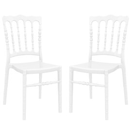 Oregon Glossy White Polycarbonate Side Chairs In Pair