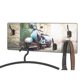 Orem Wooden Wall Hung 5 Hooks Coat Rack In Roller Print