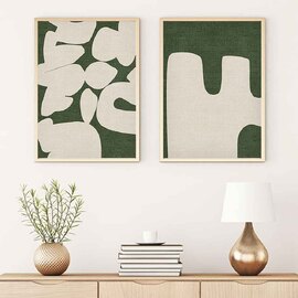 Organic Wooden 30x40cm Balance Wall Decor Frame Set in Green and White