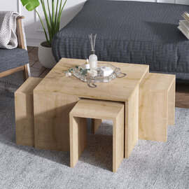 Oriana Wooden Nest Of 5 Coffee Table in Sapphire Oak