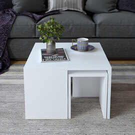 Oriana Wooden Nest Of 5 Coffee Table in White
