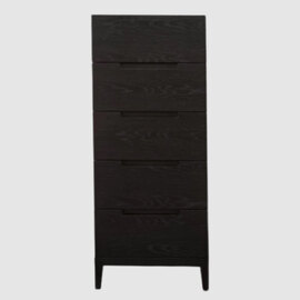 Orillia Narrow Wooden Chest Of 5 Drawers In Wenge