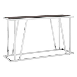 Orion Black Glass Top Console Table With Chrome Frame