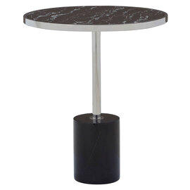 Orizone Black Marble End Table With Silver Steel Frame