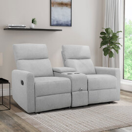 Ormino Fabric Double Recliner Chair in Light Grey