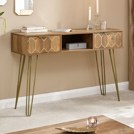 Ormskirk Wooden Console Table With 2 Drawers In Oak