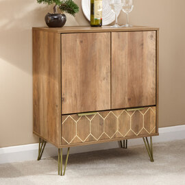 Ormskirk Wooden Drinks Wine Cabinet With 2 Doors In Natural